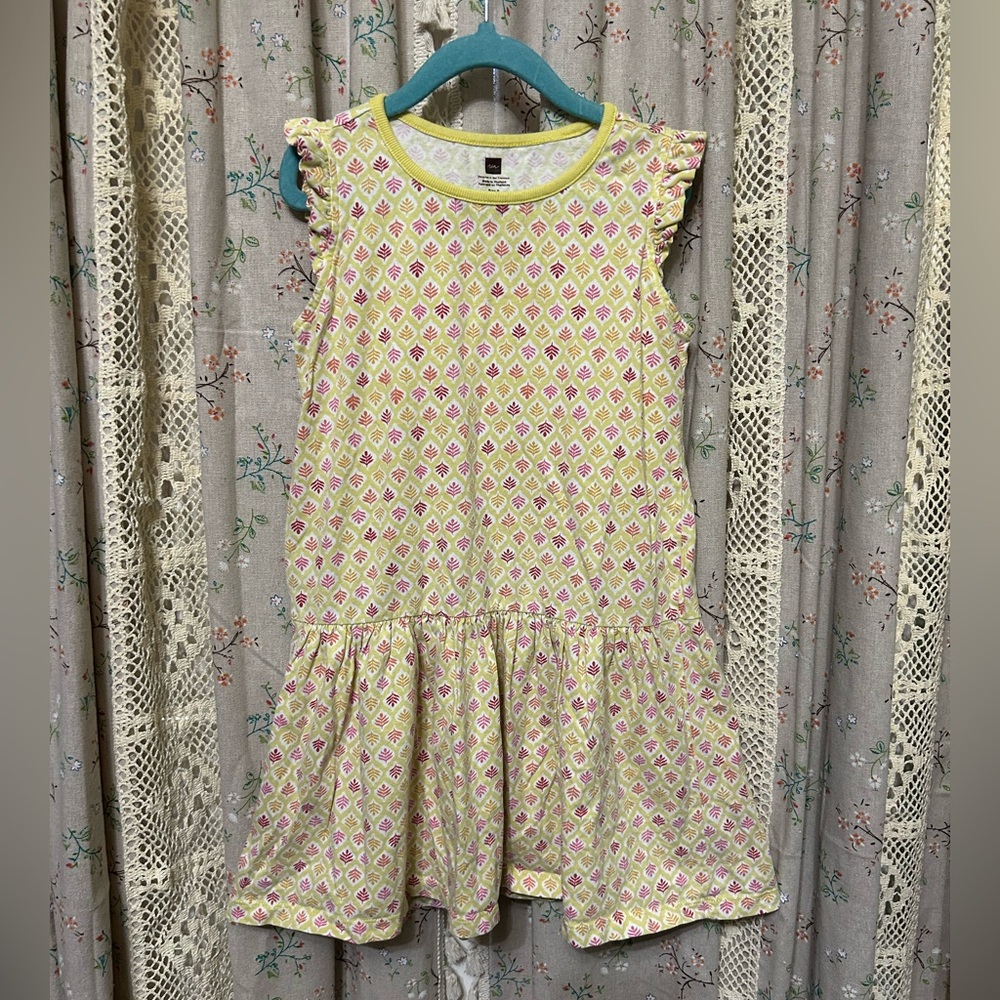 Tea Collection Flutter Sleeve Yellow Cotton Dress Size‎ 6